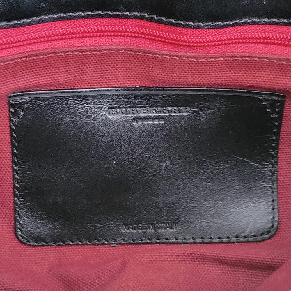 Vtg Burberry London Nova Check Wool Baguette Shoulder Bag Tan Black Leather Trim - Picture 12 of 16